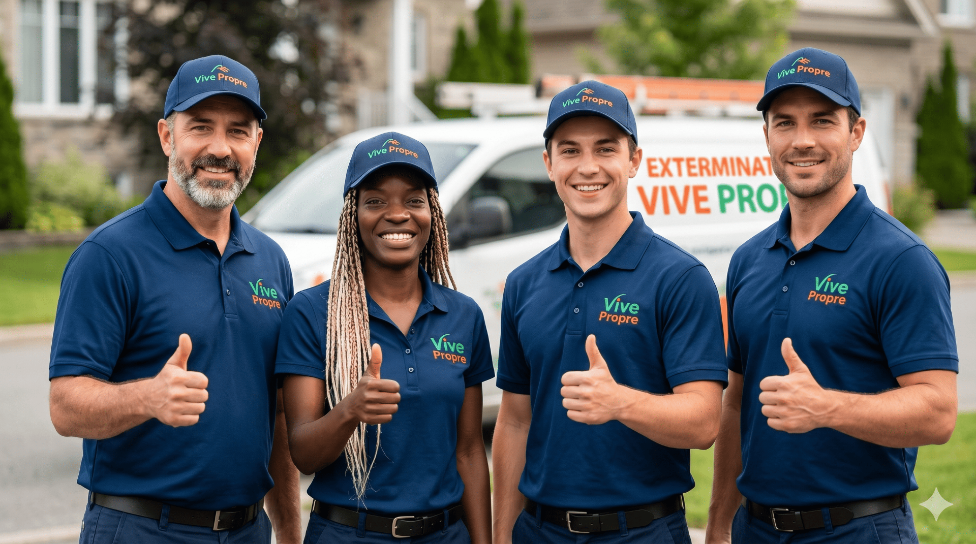 L'équipe de techniciens certifiés MRNF de Vive Propre Inc. devant un camion de service